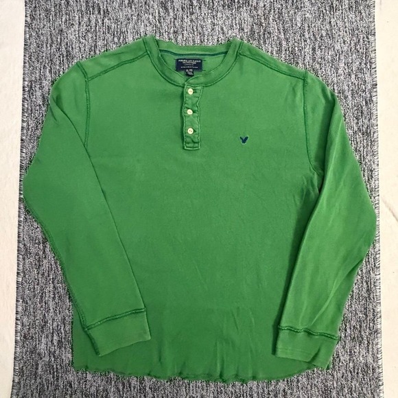 American Eagle By Payless Other - American Eagle Mens XL Green Long Sleeve Henley Shirt Casual Logo